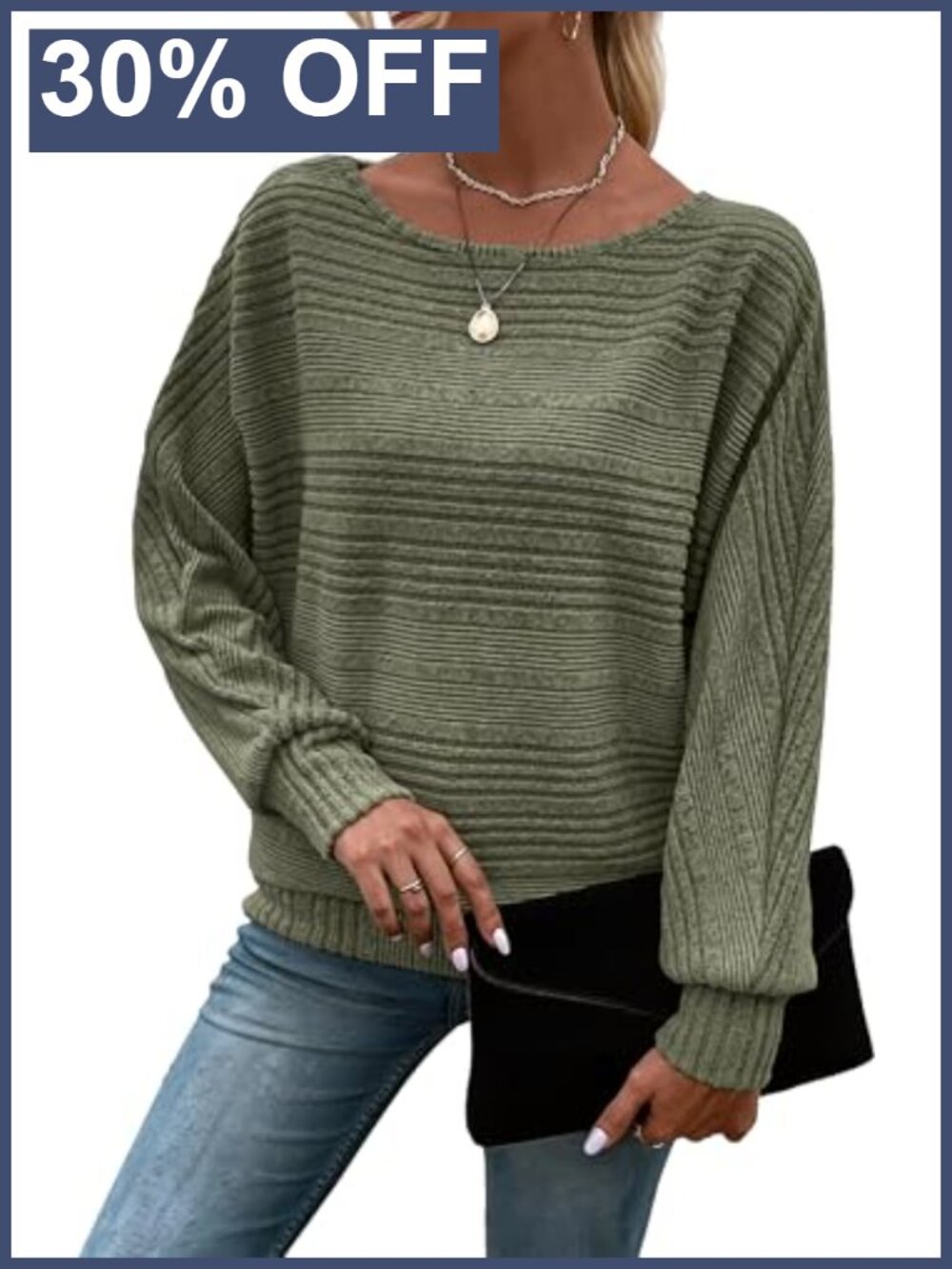 Women's Long Sleeve Tunic Top Batwing Sleeve Pullover Sweater